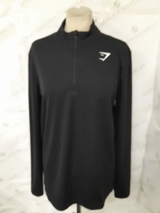 GYMSHARK 1/4 ZIP BLACK TOP - S