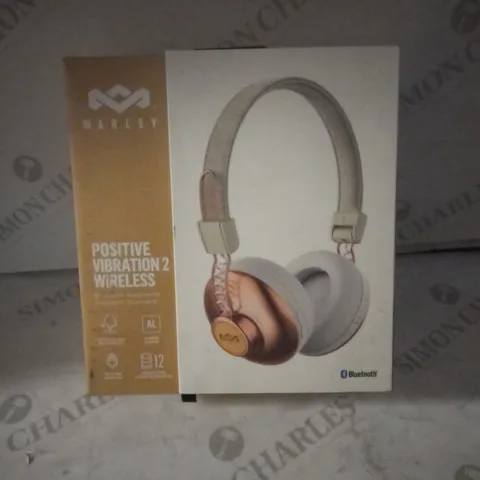 BOXED BRAND NEW HOUSE OF MARLEY POSITIVE VIBRATION 2 BT BLUETOOTH HEADPHONES, COPPER/WHITE