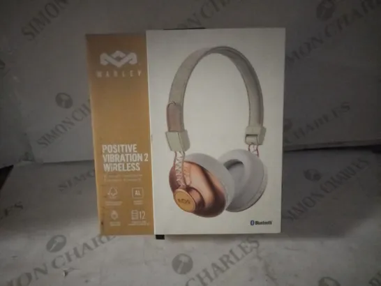 BOXED BRAND NEW HOUSE OF MARLEY POSITIVE VIBRATION 2 BT BLUETOOTH HEADPHONES, COPPER/WHITE