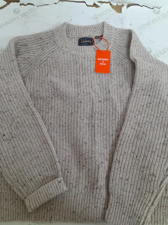 SUPERDRY KNITTED JUMPER IN BEIGE - UK 14