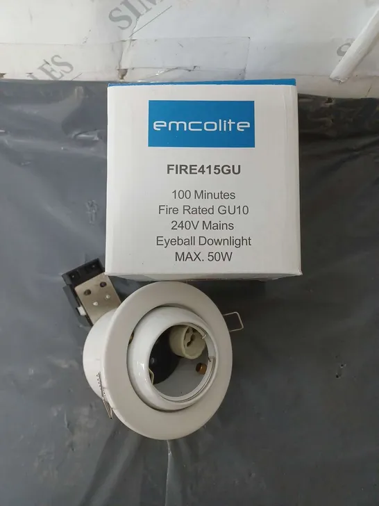 PALLET CONTAINING APPROXIMATELY 320 MCOLITE FIRE415GU 100 MINUTES FIRE RATED GU10 240V MAINS EYEBALL DOWNLIGHT MAX 50W	