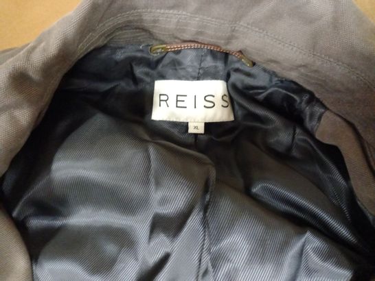 STYLE OF REISS KHAKI BIKER STYLE JACKET - LARGE