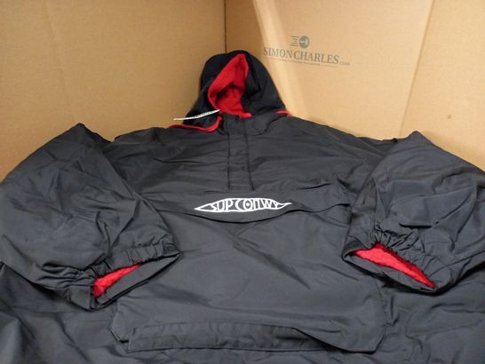 SUPCONWY BLACK/RED BORG LINED OVERHEAD FULL LENGTH JACKET - LARGE