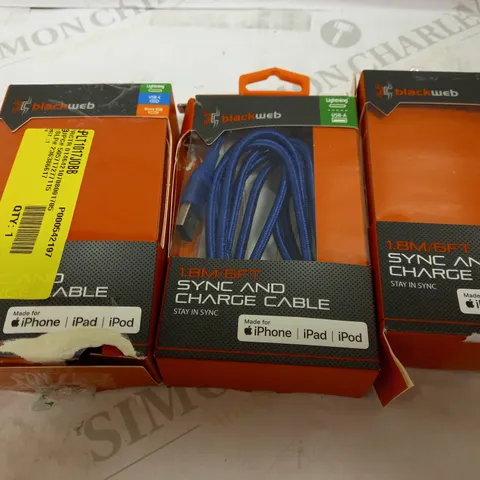 BLACKWEB 1.8M SYNC AND CHARGE CABLE BUNDLE 3 ITEMS 