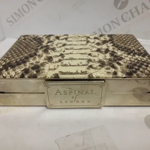 ASPINAL OF LONDON SNAKESKIN JEWELLERY BOX WITH EARRINGS