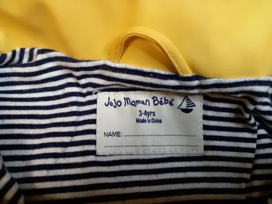 JOJO MAMAN BEBE YELLOW WATERPROOF JACKET - SIZE 3-4 YEARS