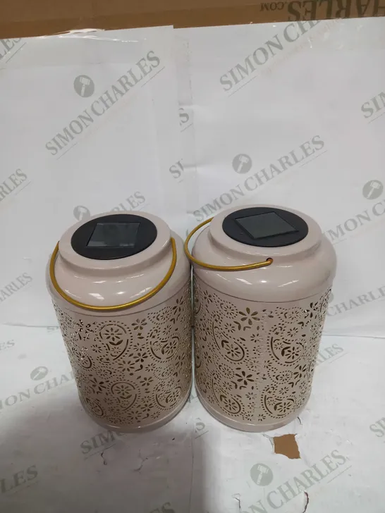 GARDEN REFLECTIONS SET OF 2 PATTERNED SOLAR LANTERNS