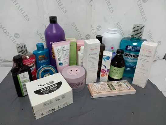 APPROXIMATELY 20 ASSORTED COSMETICS ITEMS TO INCLUDE TROPIC LIQUID RADIANCE SERUM FOUNDATION (30ml), LIFE SUPPLIES MAVERICK TOOTHPASTE FRESH MINT (70ml), MATRIX COLOUR OBSESSED SHAMPOO (1L), ETC