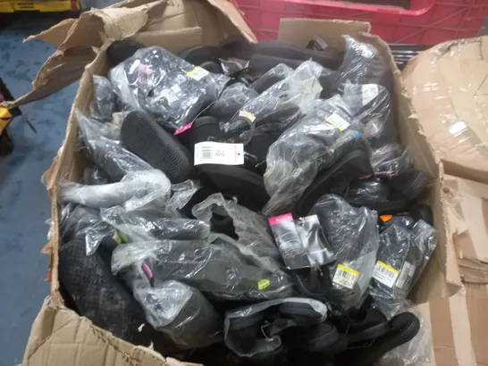 LOT OF APPROXIMATELY 155 PAIRS OF BLACK SCHOOL PUMPS IN VARIOUS SIZES 