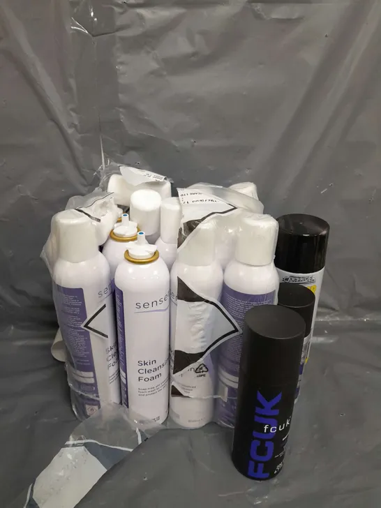 APPROXIMATELY 12 ASSORTED AEROSOLS TO INCLUDE UNDER BODY SEALANT , TED BAKER SPRAY , SKIN CLEANSING FOAM . ETC