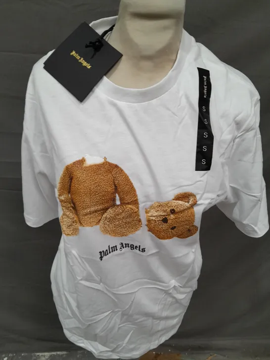 PALM ANGELS WHITE TEDDY BEAR T-SHIRT - SMALL