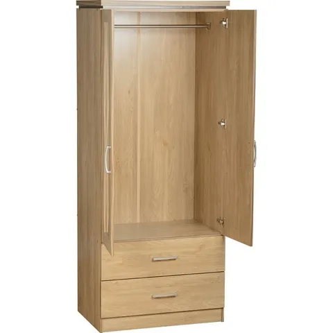 BOXED HENRIEKKA 2 DOOR WARDROBE OAK EFFECT (3 BOXES)