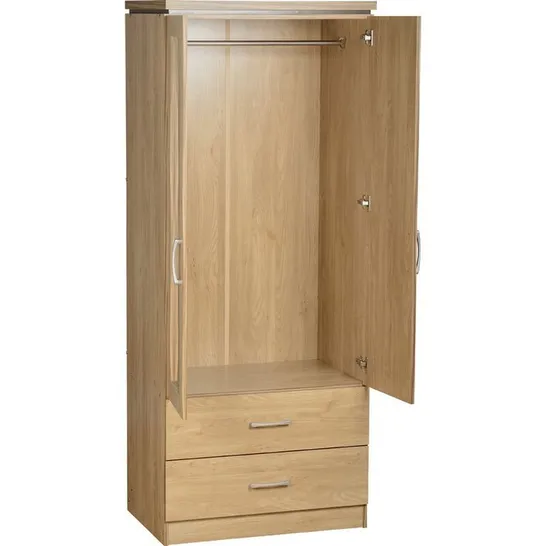 BOXED HENRIEKKA 2 DOOR WARDROBE OAK EFFECT (3 BOXES)