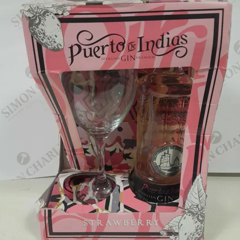 BOXED PUERTODE INDIAS SEVILLIAN GIN PREMIUM STRAWBERRY GIFT SET 