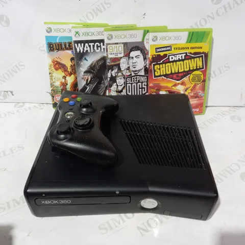 MICROSOFT XBOX 360 S 1439 GAMES CONSOLE W. CONTROLLER AND SMALL ASSORTMENT OF GAMES