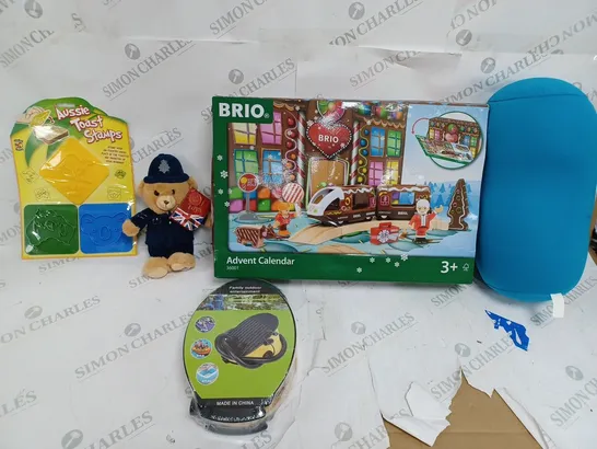 BOX OF APPROX 20 ASSORTED TOYS TO INCLUDE - BRIO ADVENT CALENDER - AUSSIE TOAST STAMPS - FAMILEY OUTDOOR PUMP ECT