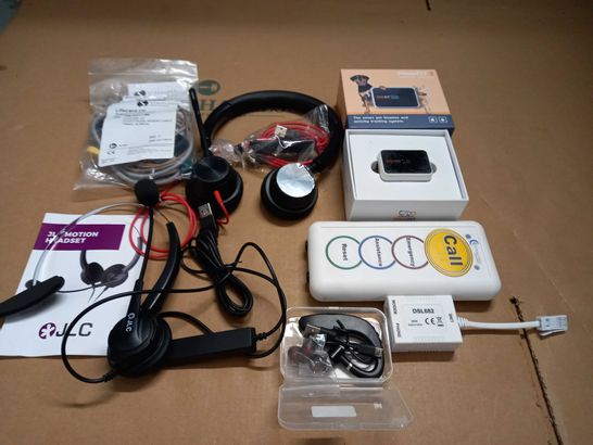 LOT OF 7 ASSORTED ITEMS TO INCLUDE JLC MOTION HEADSET AND WIRELESS EARPIECE