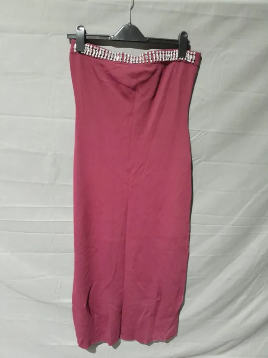 KAREN MILLEN EMBELLISHED BANDEAU COLUMN MIDAXI DRESS SIZE LARGE