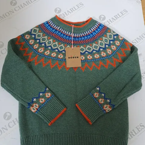 BODEN GRAPHIC FAIR ISLE JUMPER SIZE 5-6 YEARS 