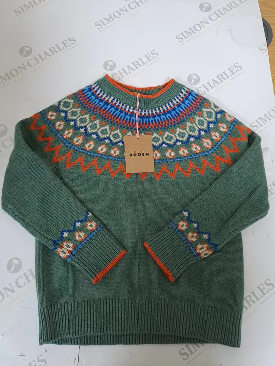 BODEN GRAPHIC FAIR ISLE JUMPER SIZE 5-6 YEARS 