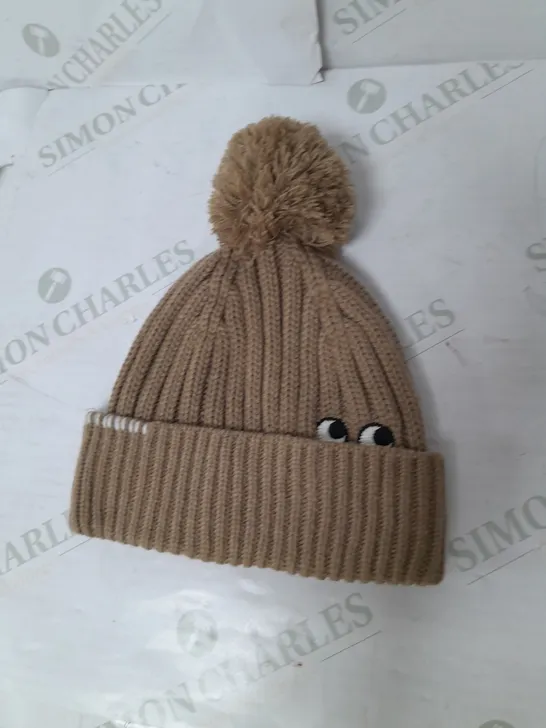 ANYA HINDMARCH POM POM BEANIE IN BROWN