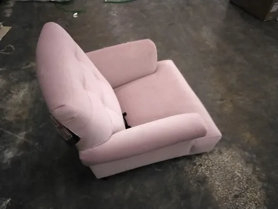 QUALITY BRITISH DESIGNED LOUNGE CO LIGHT PINK FABRIC ARMCHAIR