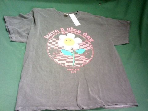URBAN OUTFITTERS HAVE A NICE DAY FLOWER GREY T-SHIRT MEDIUM