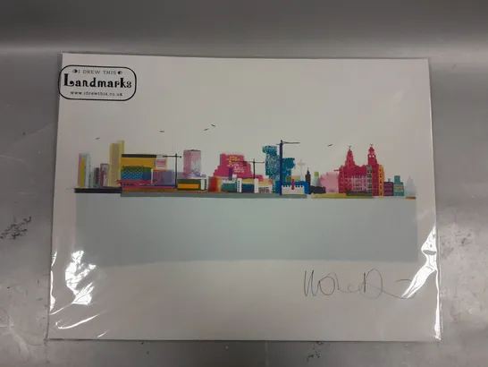 LIVERPOOL SKYLINE - ARTPRINT BY ILONA DREW FROM THE ' I DREW THIS ' LANDMARK SERIES SIGNED PRINT 