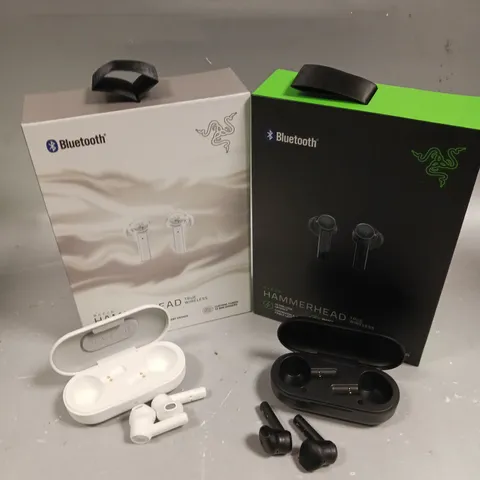 6 X BOXED RAZER HAMMERHEAD TRUE WIRELESS EARPHONES IN BLACK & WHITE 