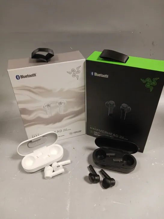 6 X BOXED RAZER HAMMERHEAD TRUE WIRELESS EARPHONES IN BLACK & WHITE 