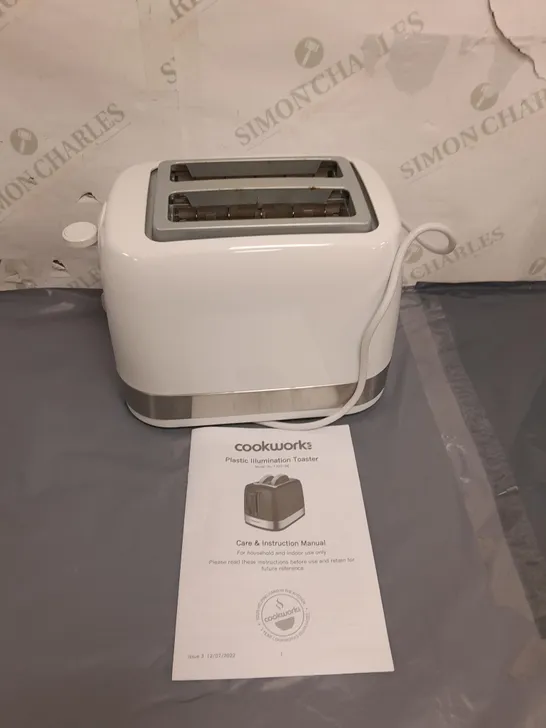 BOXED COOKWORKS 2 SLICE WHITE PLASTIC TOASTER