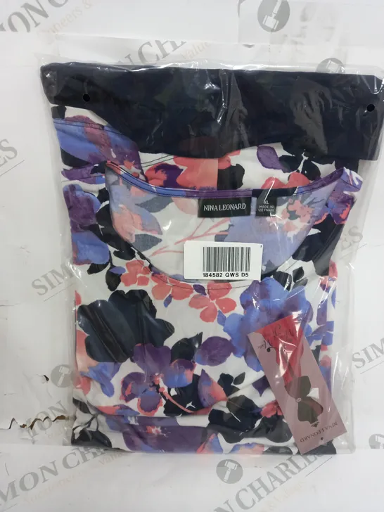 BOX OF APPROXIMATELY 25 NINA LEONARD FLORAL PRINT MIRACLE MATTE JERSEY - XL