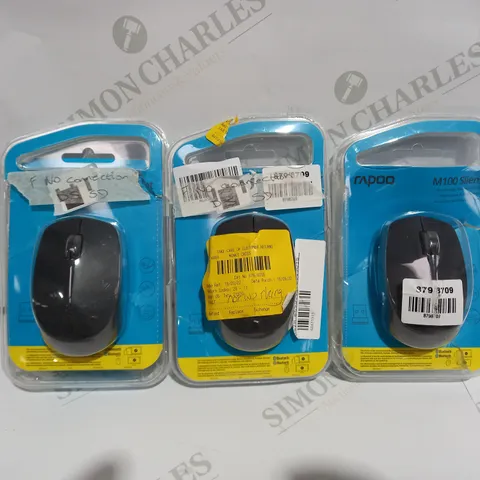 LOT OF 3 RAPOO M100 SILENT WIRELESS COMPUTER MOUSES