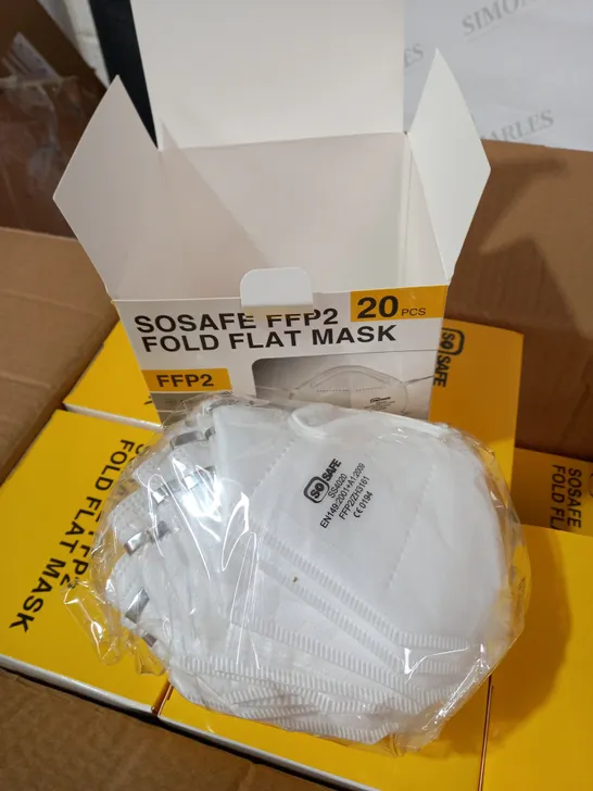 LOT OF 20 BOXES OF 20PC SOSAFE FFP2 FOLD FLAT DUST MASKS (SS4020)