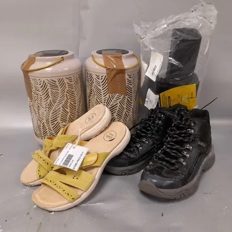 APPROXIMATELY 6 ASSORTED ITEMS TO INCLUDE PAIR OF FREE SPIRIT SANDALS AND PAIR OF SKECHERS HIKER BOOTS  