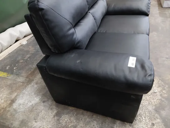 DESIGNER TWO SEATER SOFA BLACK LEATHER 