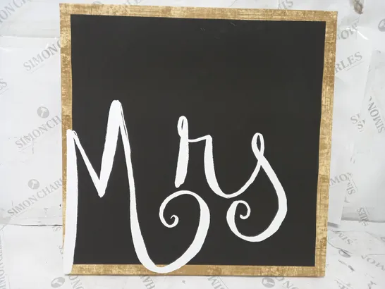 BOXED OLIVER GAL MRS BY RUNWAY AVENUE TYPOGRAPHY WRAPPED ON CANVAS 51 X 51CM