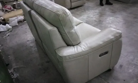 QUALITY DESIGNER CREAM LEATHER ELECTRIC RECLINER 2 SEATER SOFA