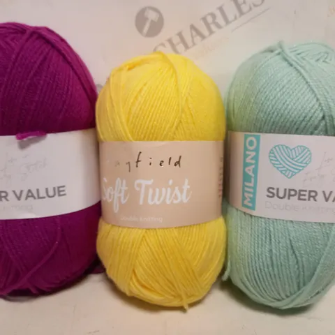 BOX OF APPROXIMATELY 20 ASSORTED KNITTING YARNS IN VARIOUS COLOURS