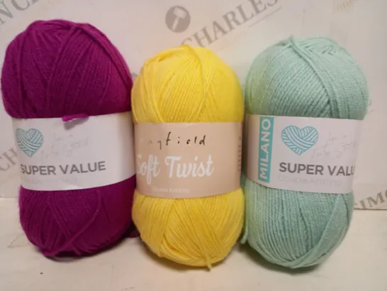 BOX OF APPROXIMATELY 20 ASSORTED KNITTING YARNS IN VARIOUS COLOURS