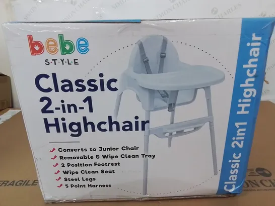 BRAND NEW BOXED BEBE STYLE CLASSIC 2-IN-1 HIGHCHAIR