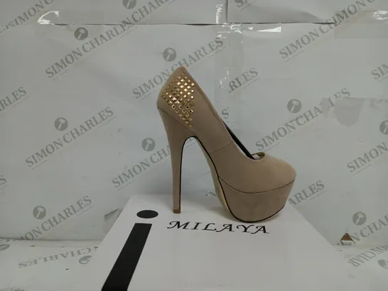 APPROXIMATELY 10 BOXED PAIRS OF MILAYA HIGH HEELED PLATFORM SANDALS IN BEIGE TO INCLUDE EU SIZES 36, 37, 38, 39