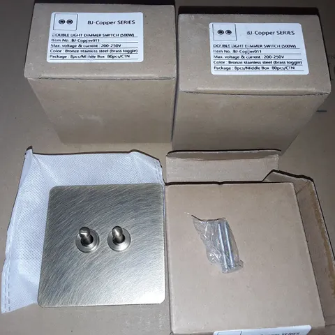 LOT OF 3 DOUBLE LIGHT DIMMER SWITCHES - BRONZE STAINLESS STEEL
