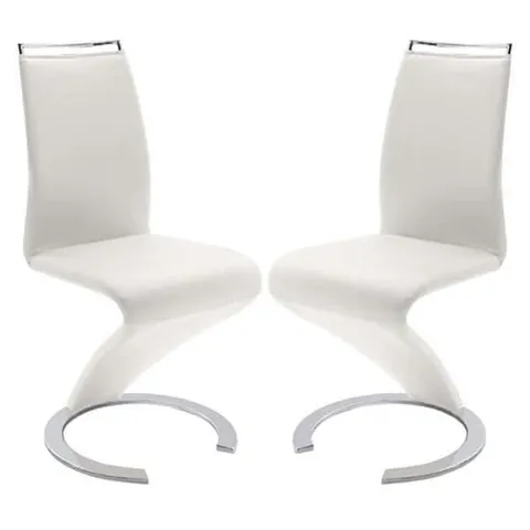 BOXED SET OF 2 SUMMER Z FAUX LEATHER DINING CHAIRS IN WHITE WITH CHROME FEET (1 BOX)