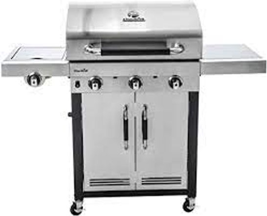BOXED CHAR-BROIL ADVANTAGE 3 BURNER BBQ - STAINLESS STEEL (1 BOX)