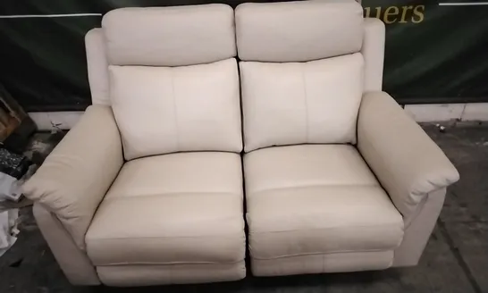 QUALITY DESIGNER CREAM LEATHER ELECTRIC RECLINING 2 SEATER SOFA 