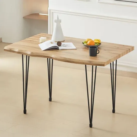 BOXED MILETA DINING TABLE - OAK EFFECT TOP WITH BLACK LEGS (2 BOXES)