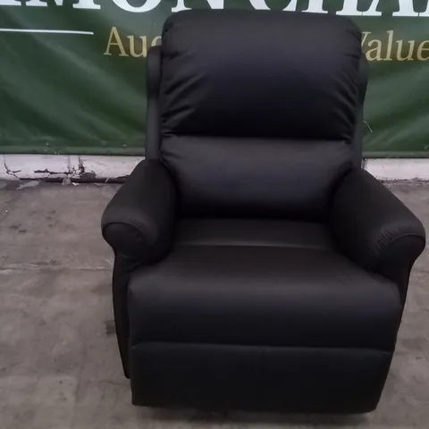 QUALITY BRITISH DESIGNER G PLAN NEWMARKET LARGE DUAL ELEVATE ARMCHAIR L854 CAMBRIDGE BLACK LEATHER 