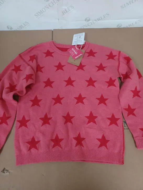 FRUGI ZOLA REVERISBLE JUMPER IN TRUE RED & WATERMELON STARS - 9-10 YEARS