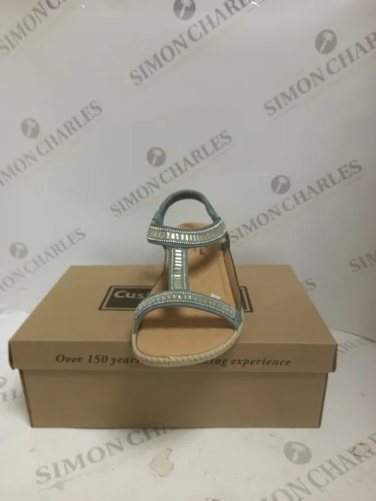 BOXED PAIR OF CUSHION WALK DIAMANTE T BAR SANDALS - 5